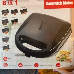 Black 8-in-1 Sandwich Maker